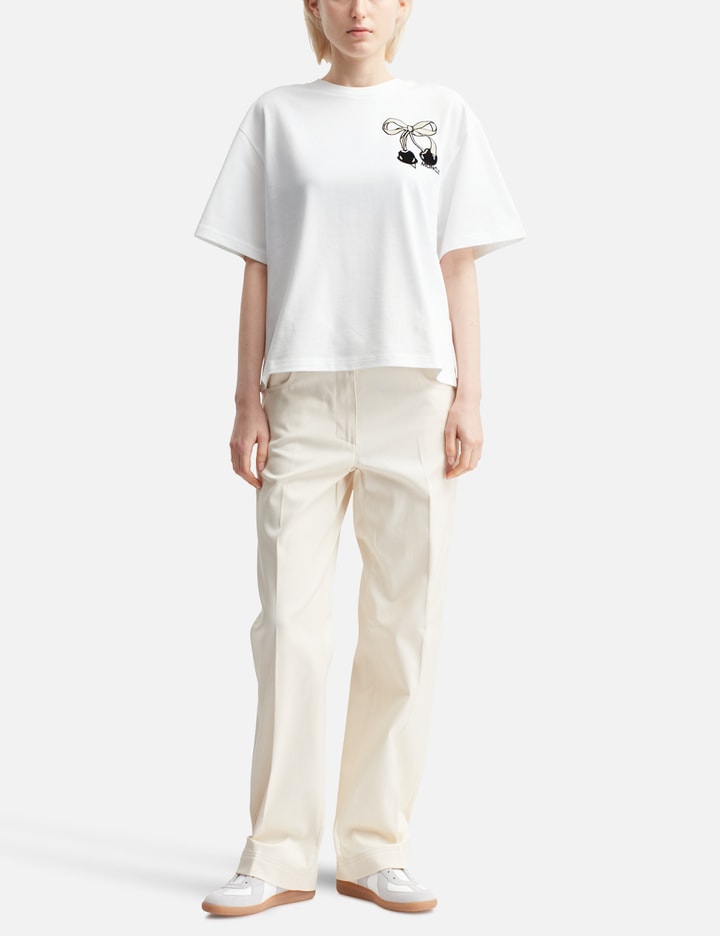 Embroidered Cherry Logo Cotton T-Shirt