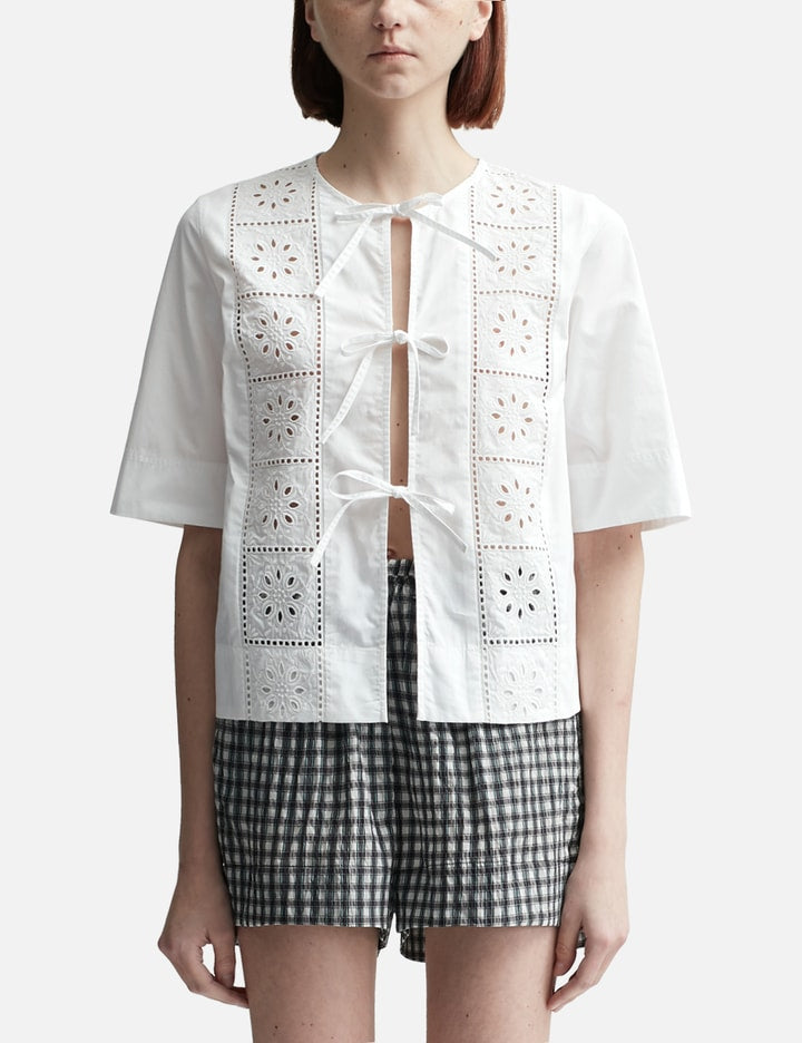 Broderie Anglaise Tie Blouse