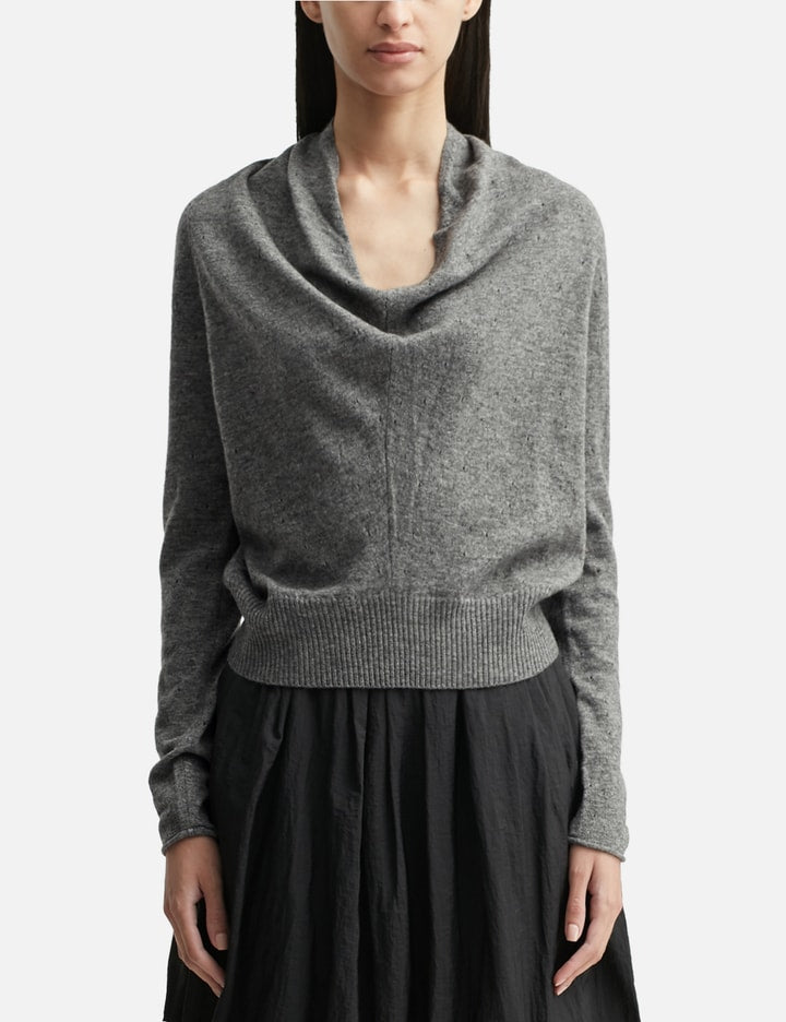 Eyelet Knit Cowl Neck Pullover