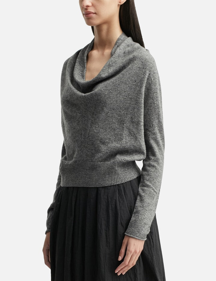 Eyelet Knit Cowl Neck Pullover