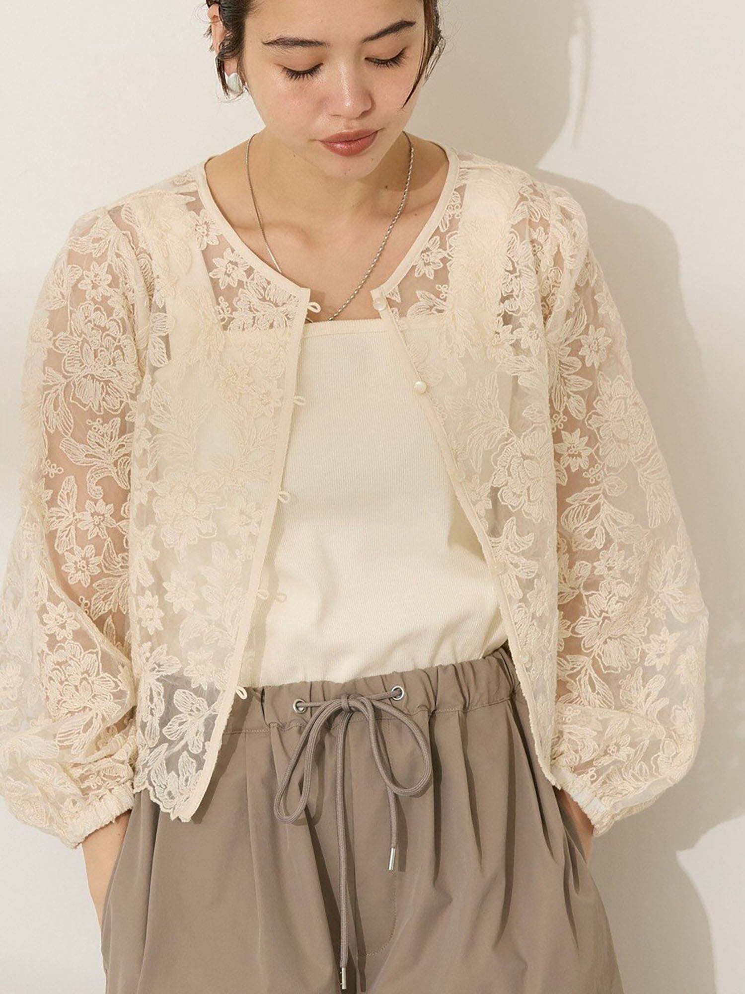 Akaeda 2-Way Sheer Lace Blouse