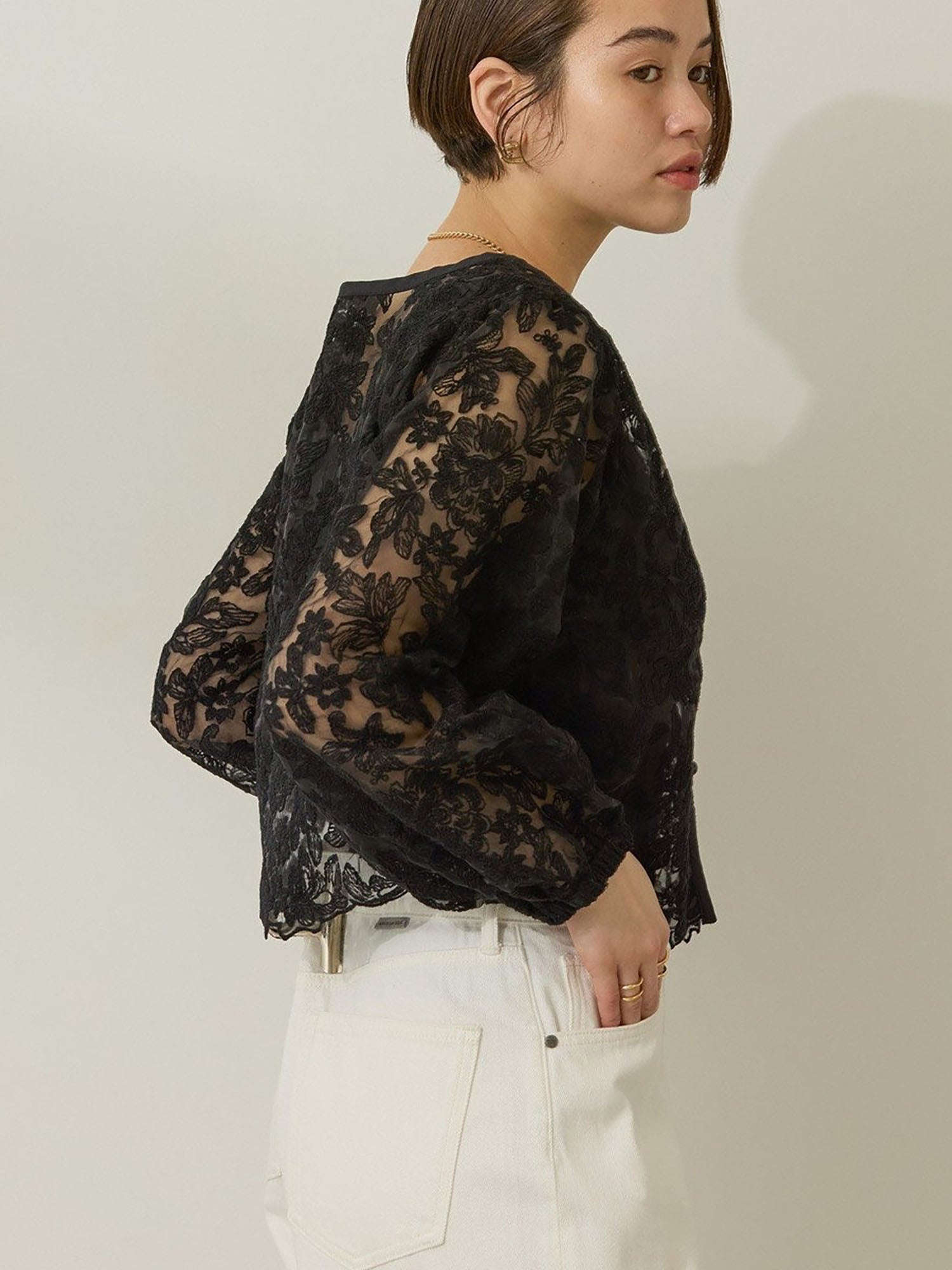 Akaeda 2-Way Sheer Lace Blouse