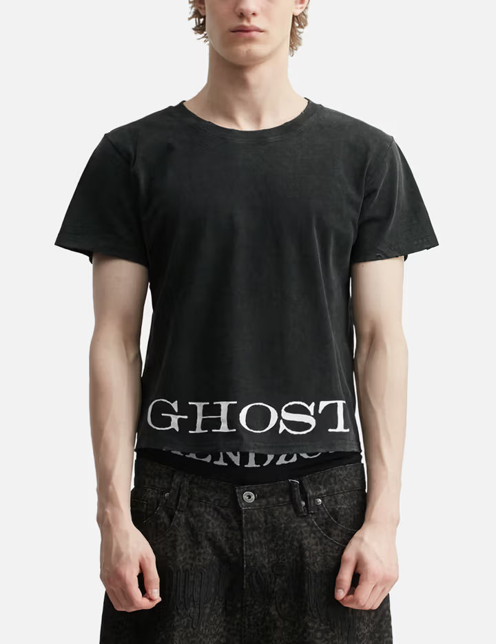 "Caspian" Ghost Fitted T-Shirt In Washed Black