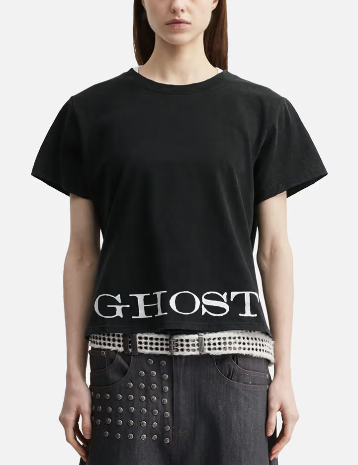 "Caspian" Ghost Fitted T-Shirt In Washed Black