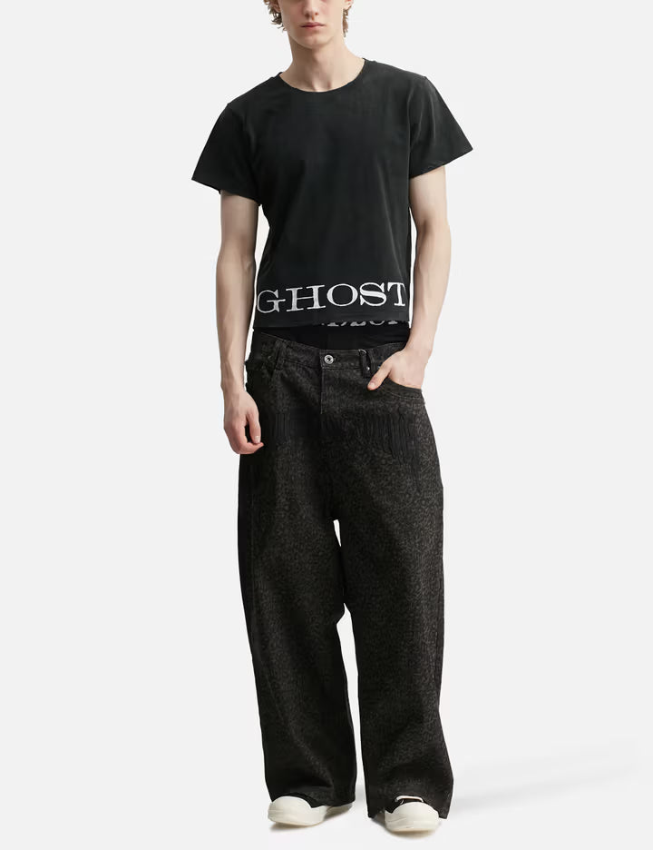 "Caspian" Ghost Fitted T-Shirt In Washed Black