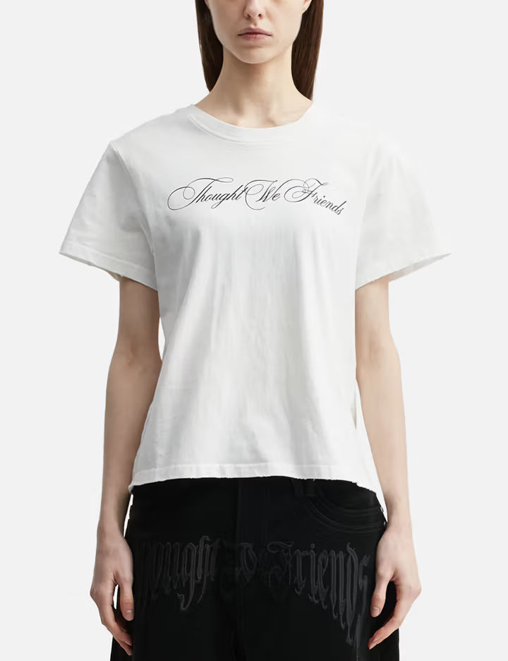 "Sera" Cursive Fitted T-Shirt In White