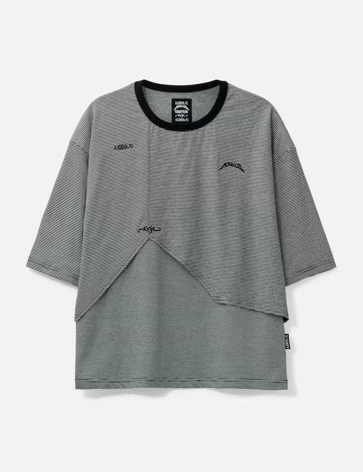 Paneled Stripe Cropped T-Shirt