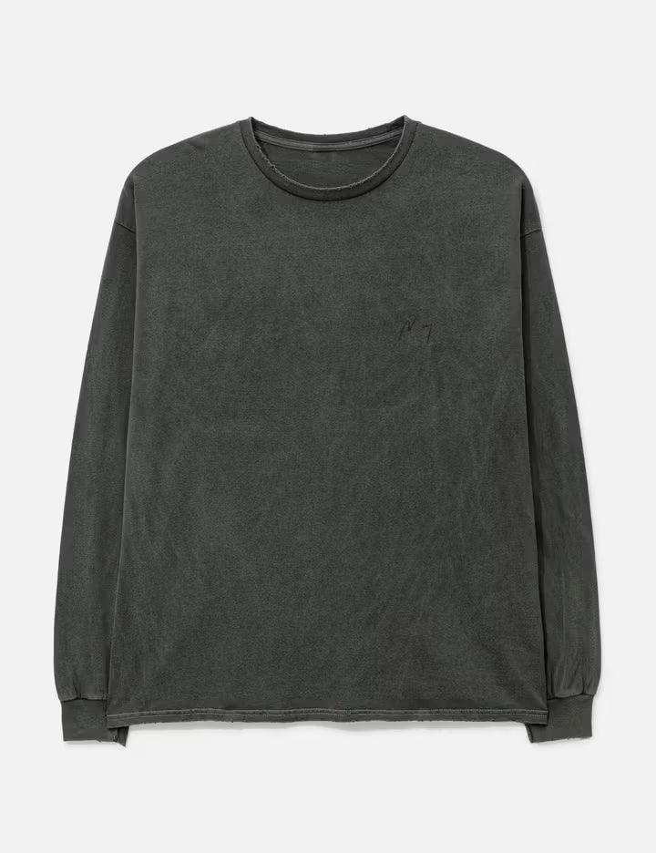 Embroidery Dyed Long Sleeves T-Shirt