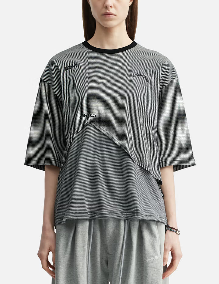 Paneled Stripe Cropped T-Shirt