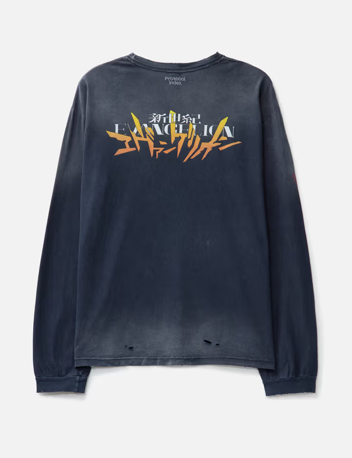 Neon Genesis Evangelion X Protocol-Index Overdyed Vintage Neon Genesis Evangelion Long Sleeve