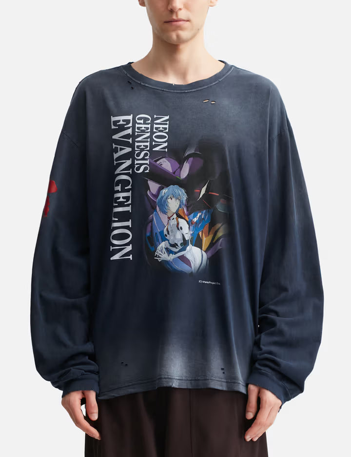 Neon Genesis Evangelion X Protocol-Index Overdyed Vintage Neon Genesis Evangelion Long Sleeve
