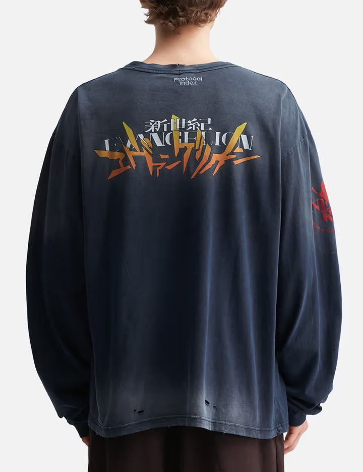 Neon Genesis Evangelion X Protocol-Index Overdyed Vintage Neon Genesis Evangelion Long Sleeve