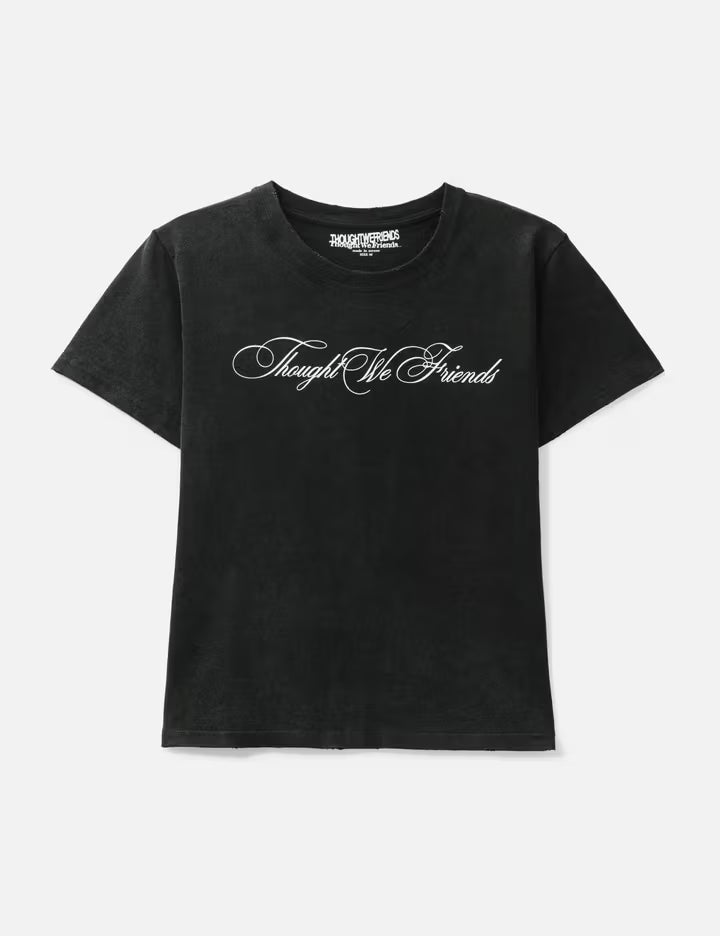 "Sera" Cursive Fitted T-Shirt In Washed Black