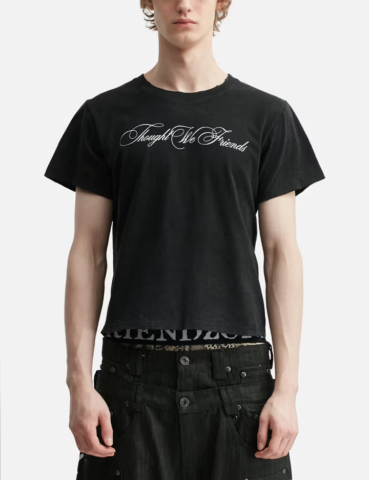 "Sera" Cursive Fitted T-Shirt In Washed Black