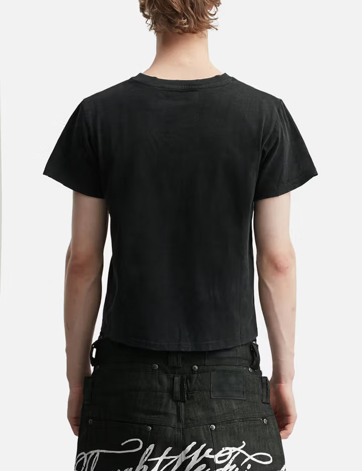 "Sera" Cursive Fitted T-Shirt In Washed Black