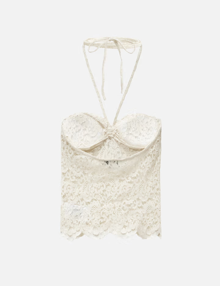 White Lace Halter Neck Top