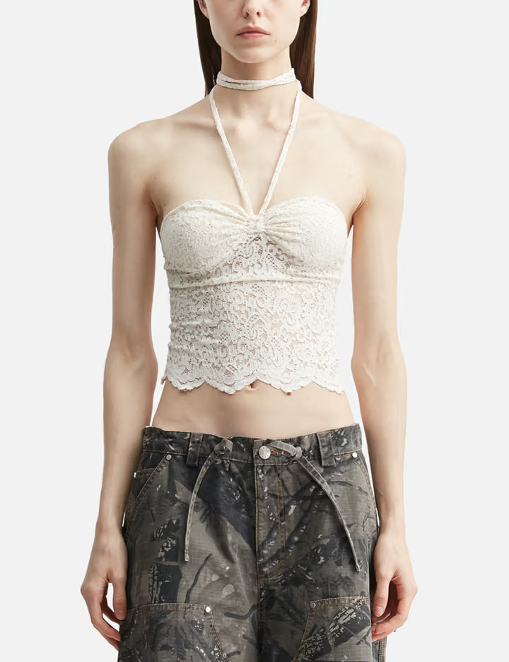 White Lace Halter Neck Top