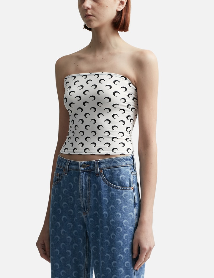 Moon Printed Jersey Second Skin Tube Top