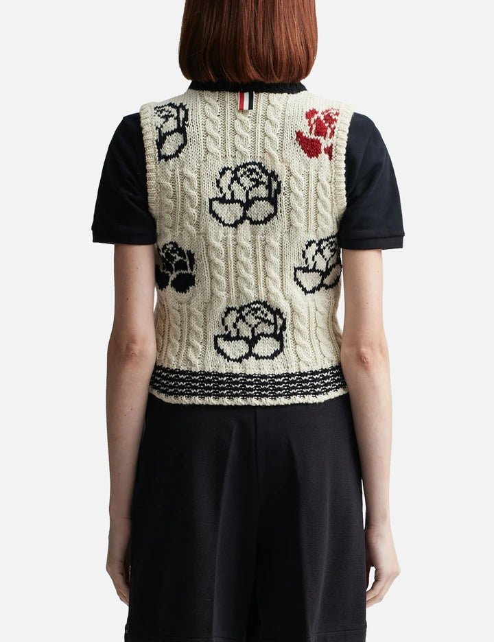 Rose Intarsia Cropped Top