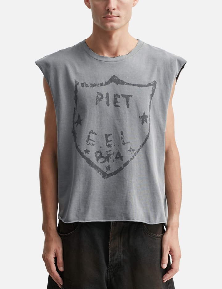 Oversized Raw Edge Sleeveless T-Shirt