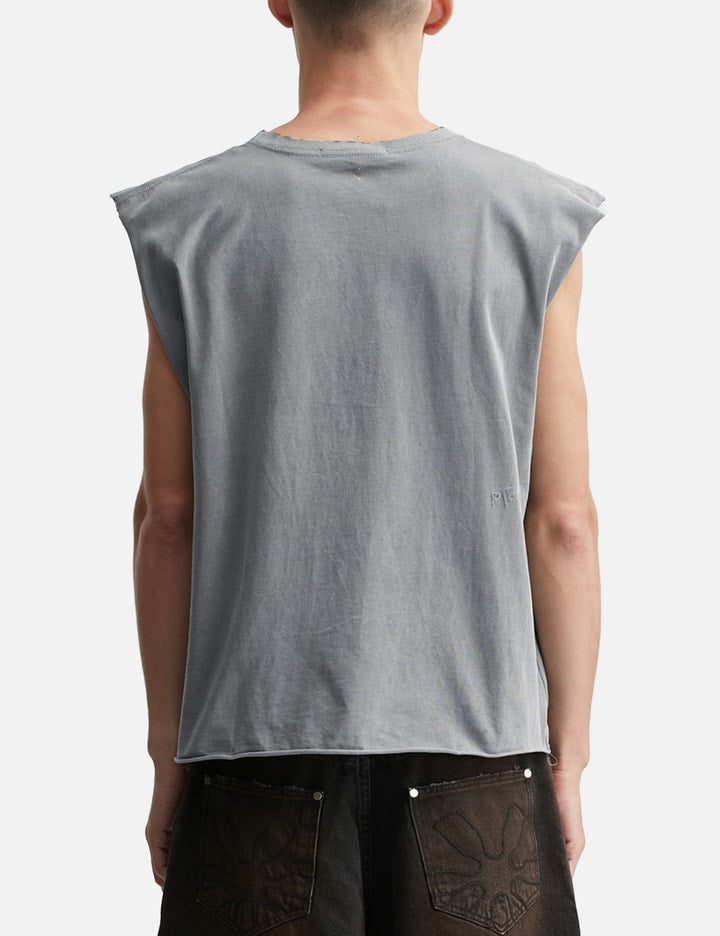Oversized Raw Edge Sleeveless T-Shirt