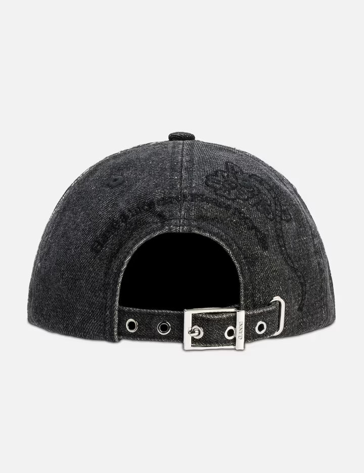 Washed Embroidery Denim Cap