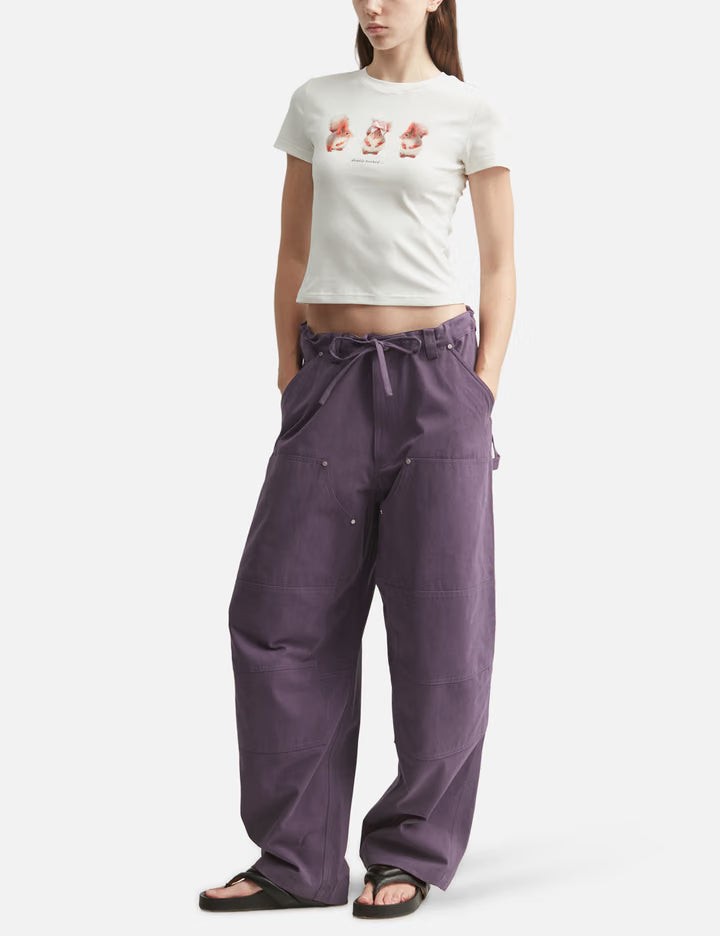 White Squirrel Printed Stretch Short Sleeve Top
