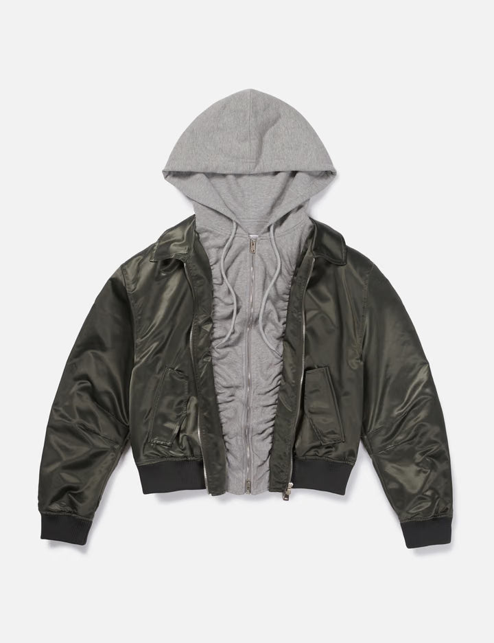 Zip-Up Hooded Nylon Blouson