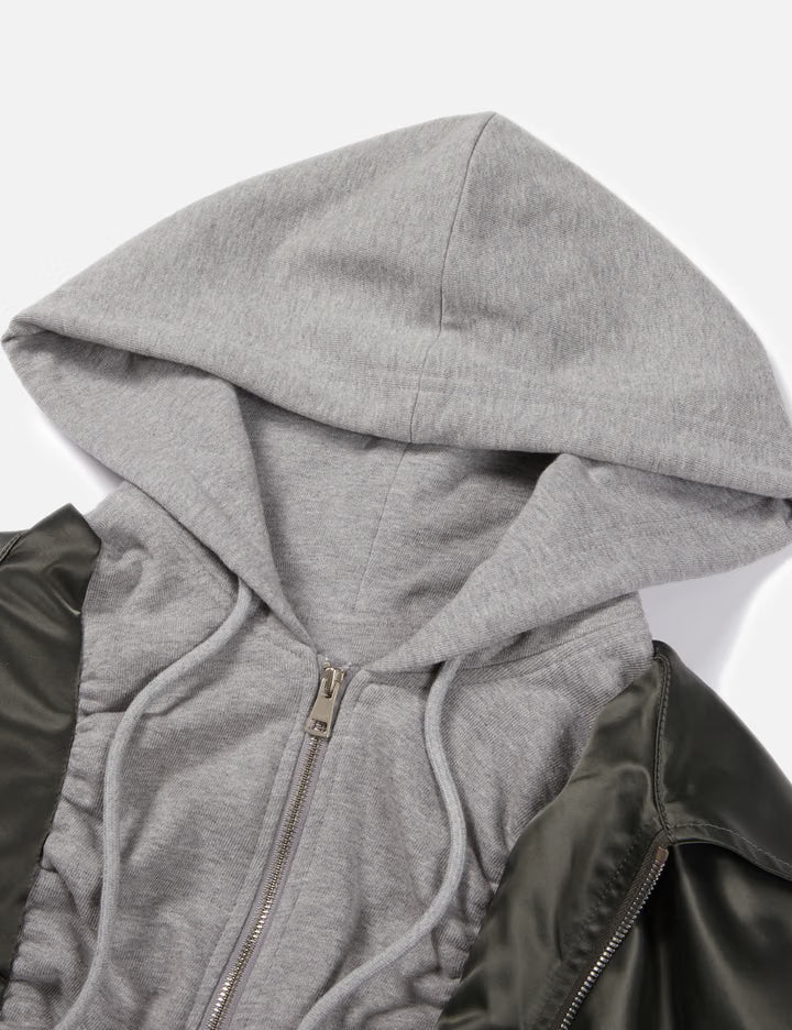 Zip-Up Hooded Nylon Blouson
