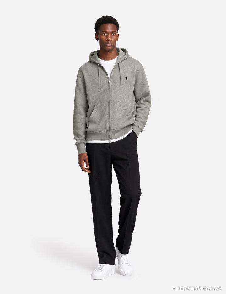 Zipped Cotton Hoodie With Ami De Coeur