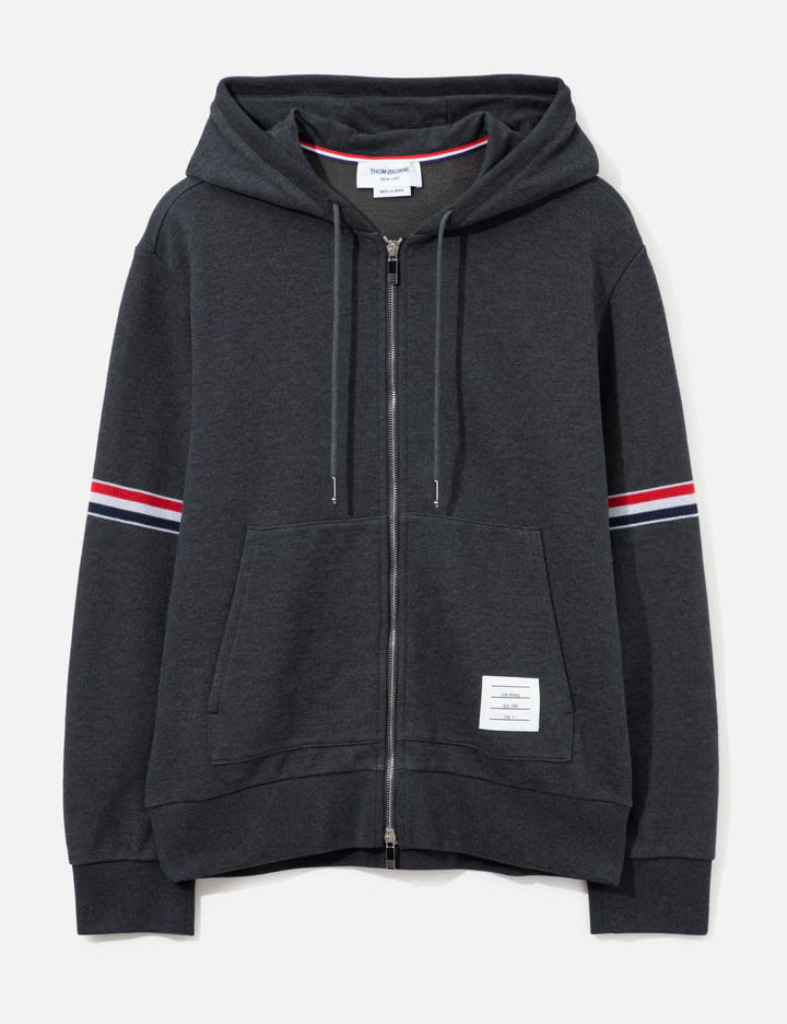 Zipper Hoodie With Striped Armbands