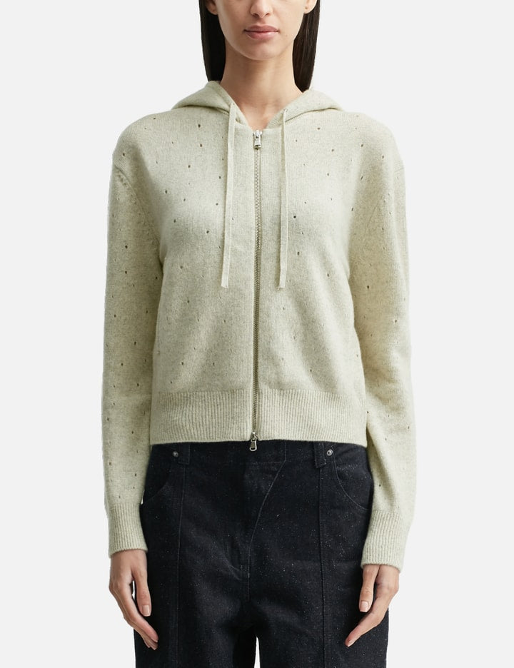 Eyelet Knit Hood Zip Up