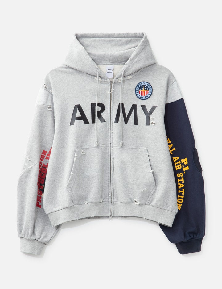 Reconstructed Sweatshirts Zip Hoodie