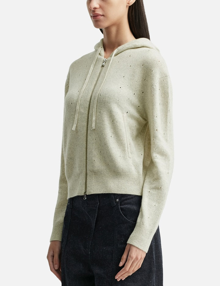 Eyelet Knit Hood Zip Up