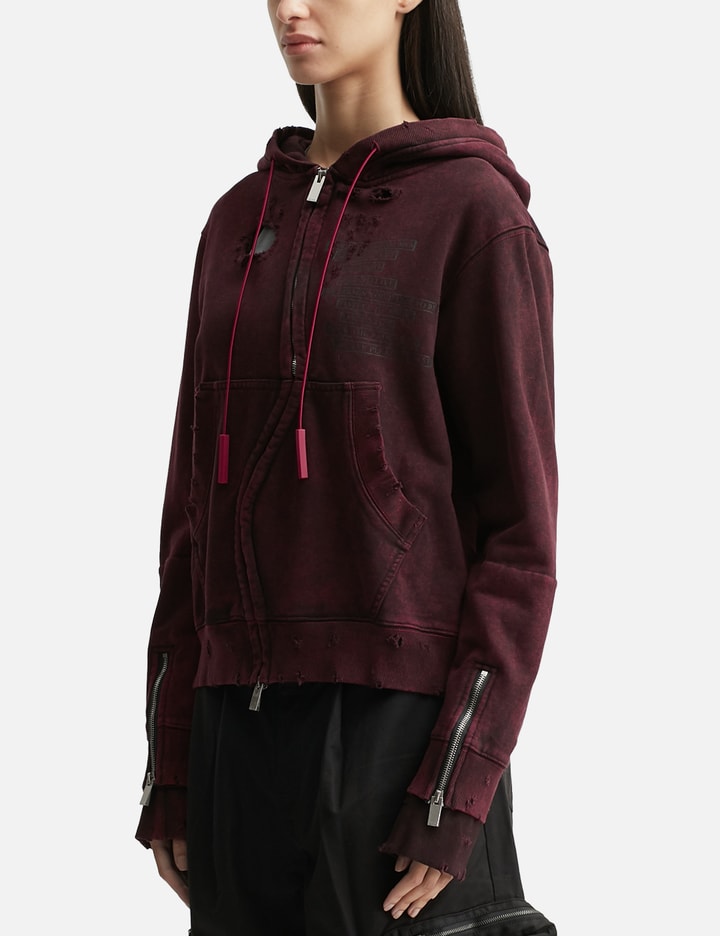 Distressed GC Curved Red Zipper Hoodie