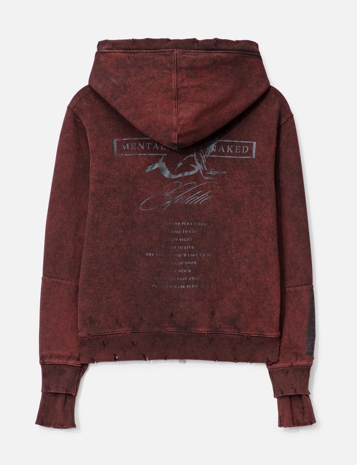 Distressed GC Curved Red Zipper Hoodie