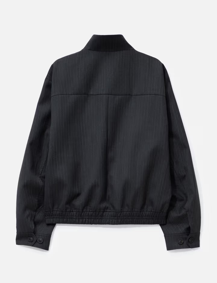 Striped Wool Blend Harrington Jacket