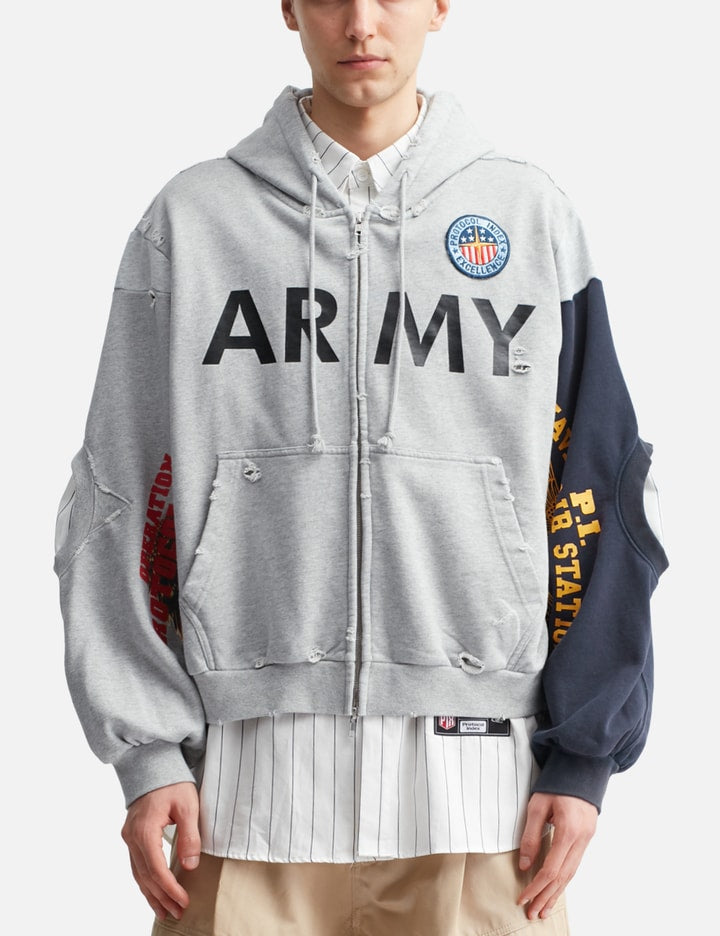 Reconstructed Sweatshirts Zip Hoodie