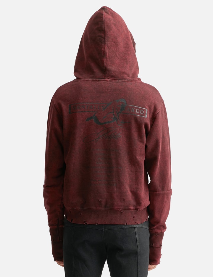 Distressed GC Curved Red Zipper Hoodie