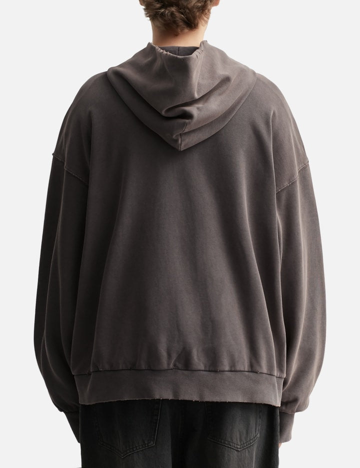 Brown Washed Distressed Zip Up Hoodie