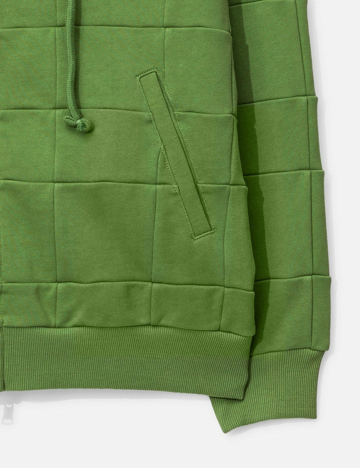 Green Patchwork Zip Up Hoodie