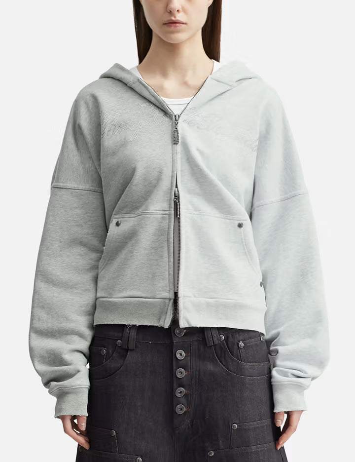 "Nyra" Two-Toned Zip-Up Hoodie With Detachable Fur Trim Hood