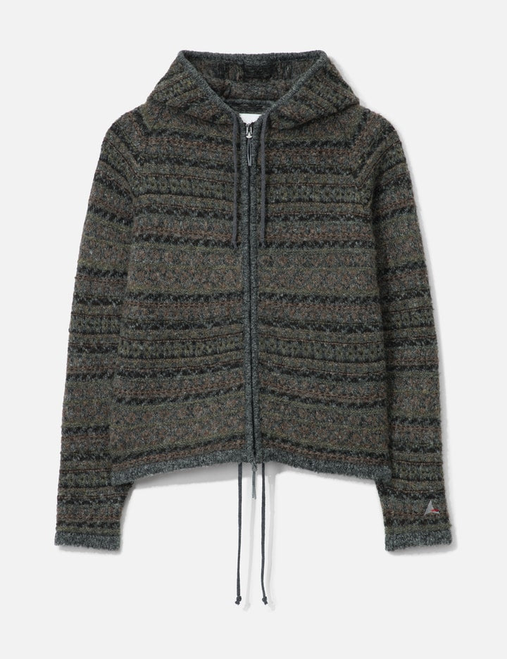 Fair Isle Felted Knit Zip Up Hoodie