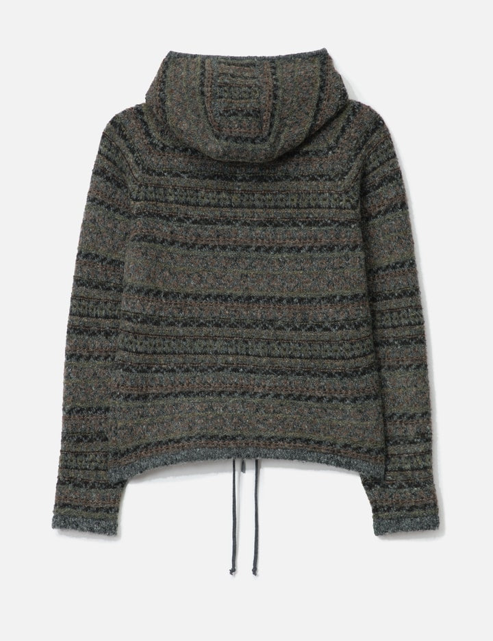Fair Isle Felted Knit Zip Up Hoodie