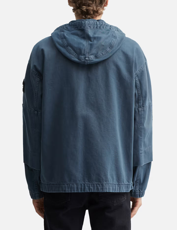 Light Bull Denim Indigo Hooded Zipper-Up Jacket