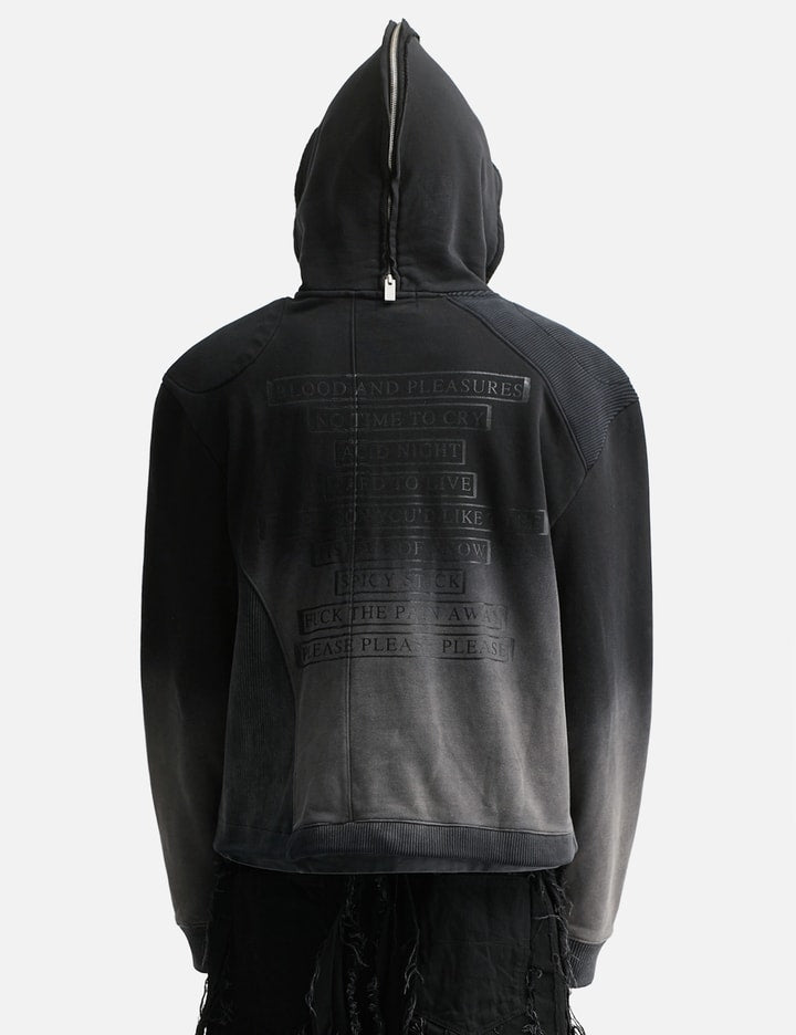 Panelled Padded Zipped Grey Hoodie