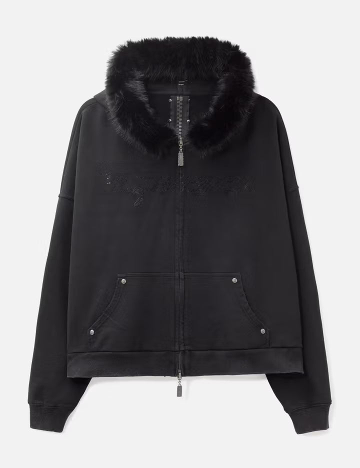 "Nyra" Zip-Up Hoodie With Detachable Fur Trim Hood