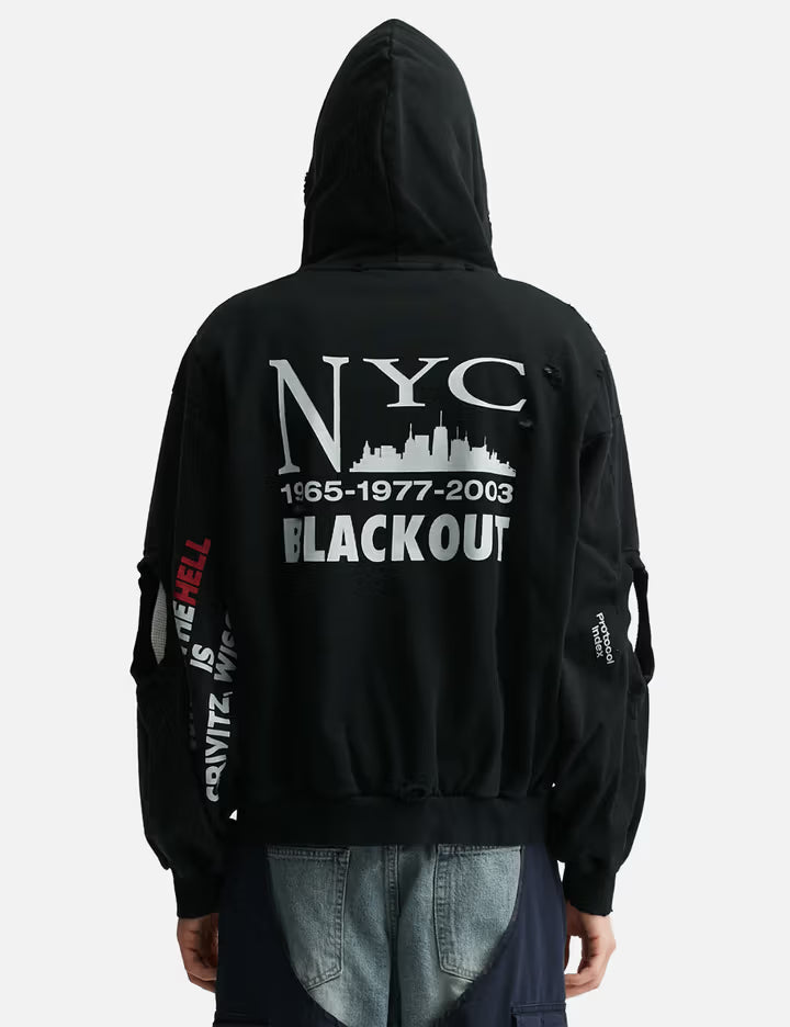 Reconstructed Sweatshirts Zip Hoodie