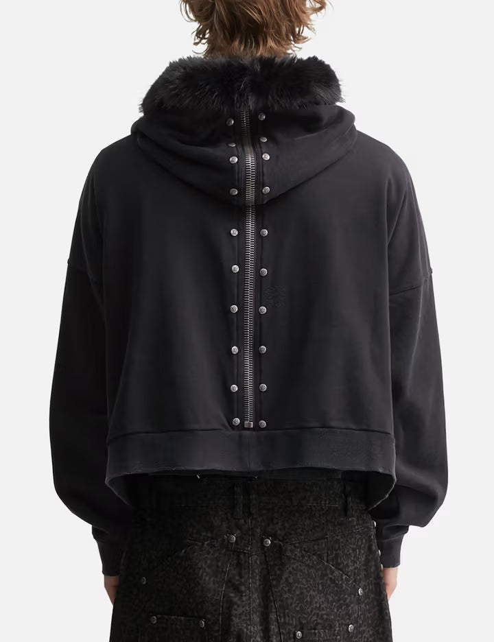 "Nyra" Zip-Up Hoodie With Detachable Fur Trim Hood