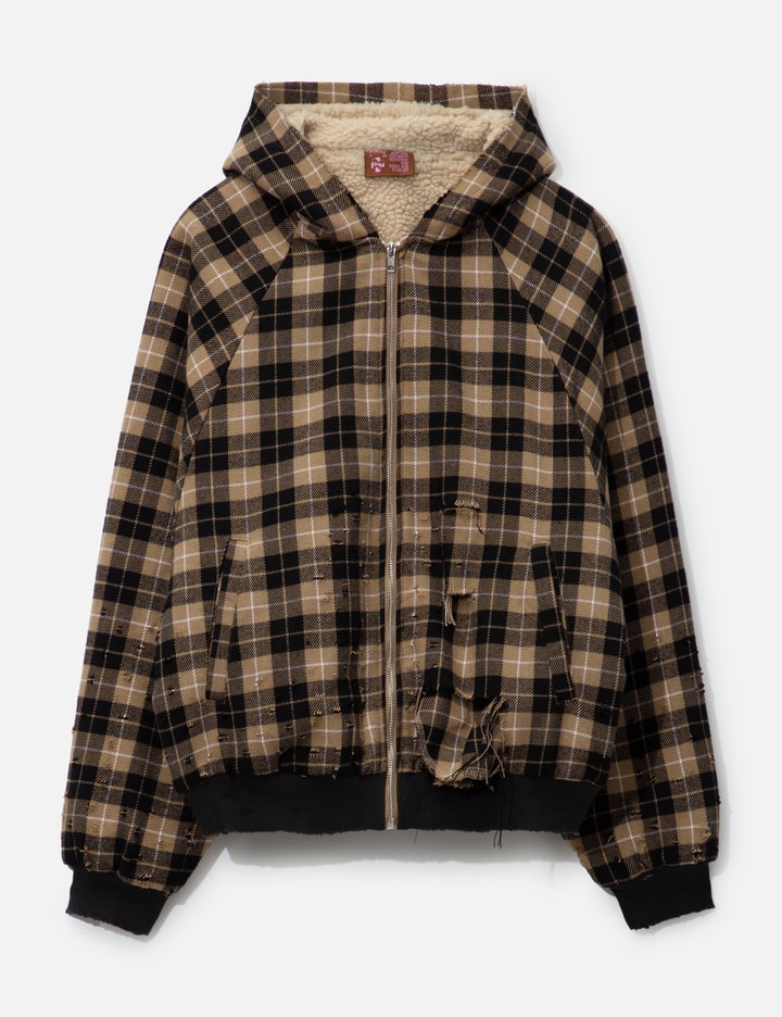 Plaid Shearling Hoodie